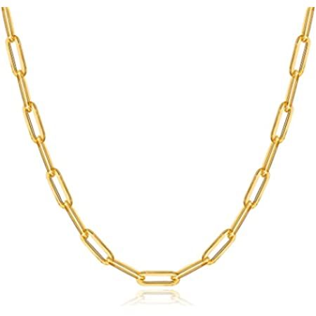 Reoxvo Dainty Gold Chain Choker Necklace for Women 14K Real Gold Plated Paperclip/Herringbone/Bea... | Amazon (US)