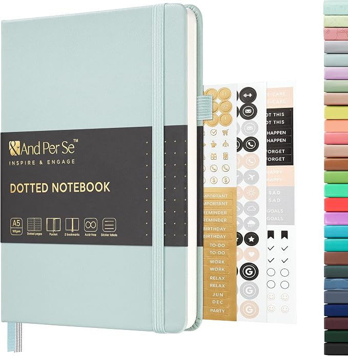 &And Per Se Dotted Journal Notebook, A5 Hardcover Leather Dotted Journal, 160 Pages 100gsm Thick ... | Amazon (US)