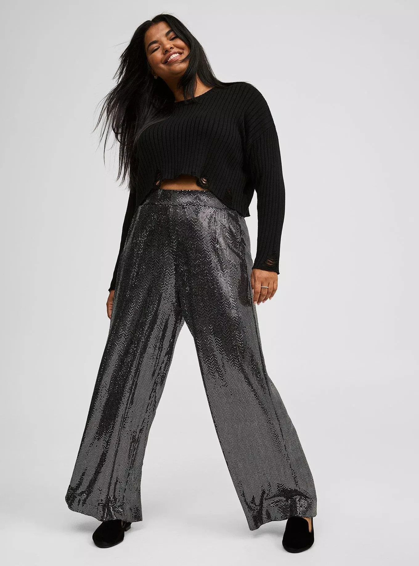 Wide Leg Sequin High Waisted Pant | Torrid (US & Canada)