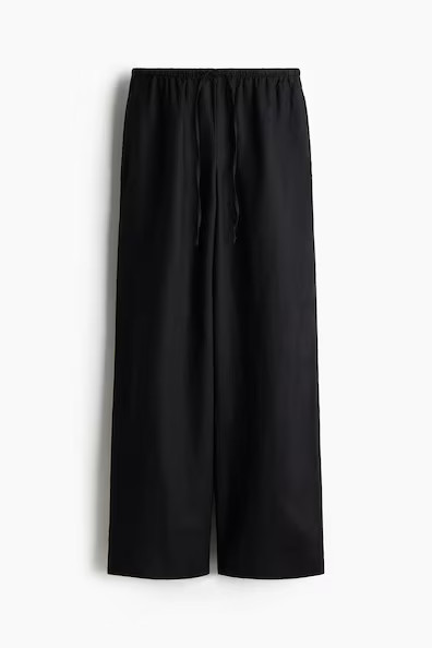 H & M - Linen drawstring trousers - Black | H&M (UK, MY, IN, SG, PH, TW, HK)