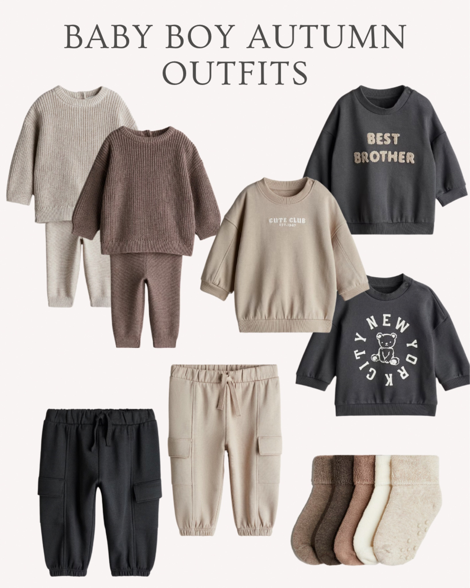 Adorable baby boy outfits for autumn winter! 
.
Neutral baby boy clothes - beige and grey outfits - cute baby boy clothes for fall or winter - h and m kids - H&M baby - affordable kid’s outfits - kid’s outfit ideas

#LTKFindsUnder50 #LTKKids #LTKBaby