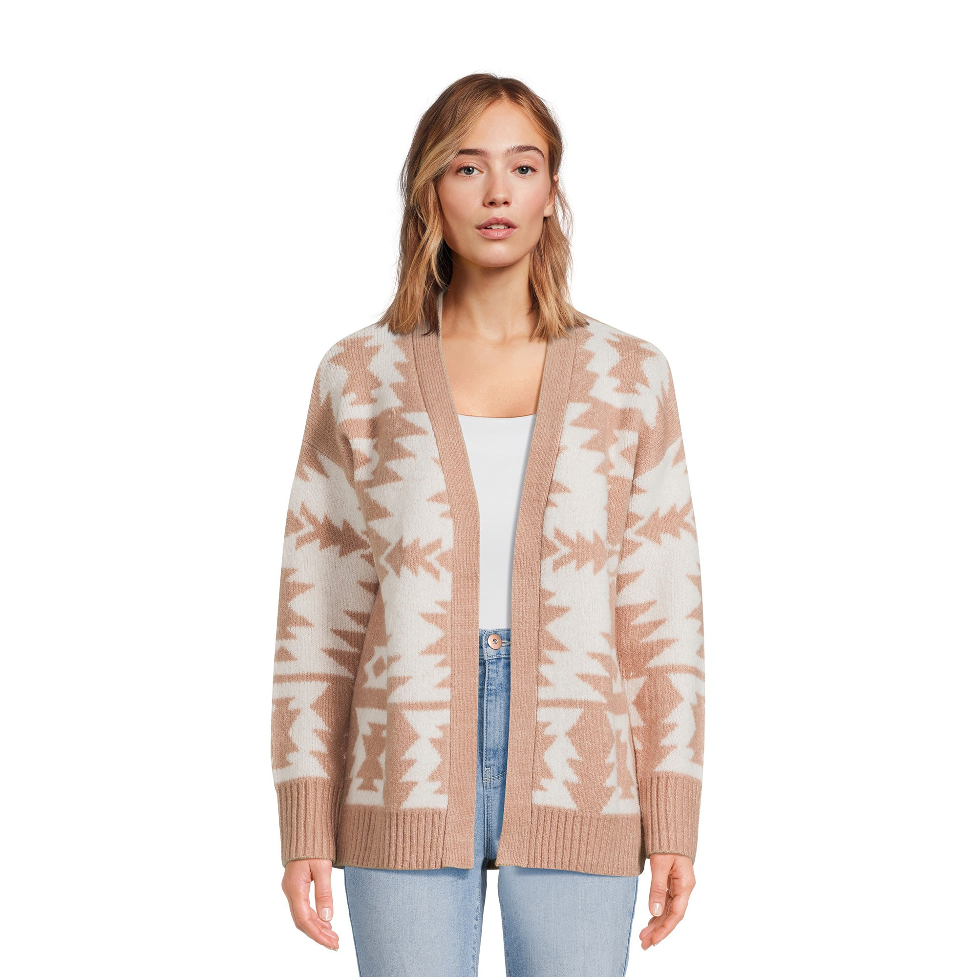 No Boundaries Juniors’ Jacquard Cardigan Sweater, Midweight, Sizes XS-3XL | Walmart (US)