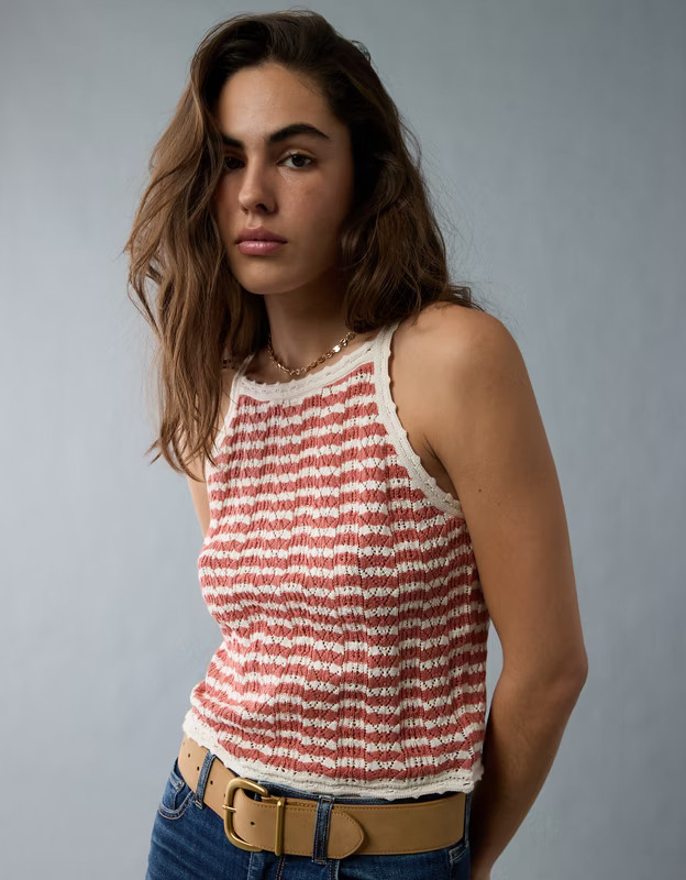AE High Neck Crochet Tank Top | American Eagle Outfitters (US & CA)
