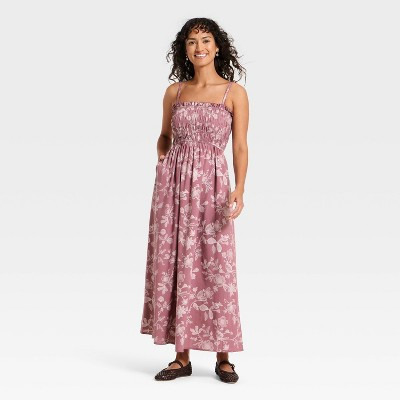 Women's Sleeveless Ruffle Maxi Floral Sundress - Universal Thread™ Mauve S | Target