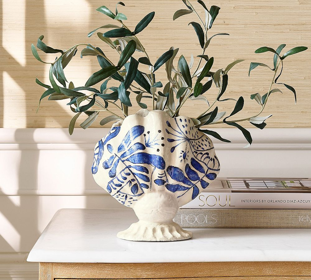 Printed Floral Shell Vase | Pottery Barn (US)