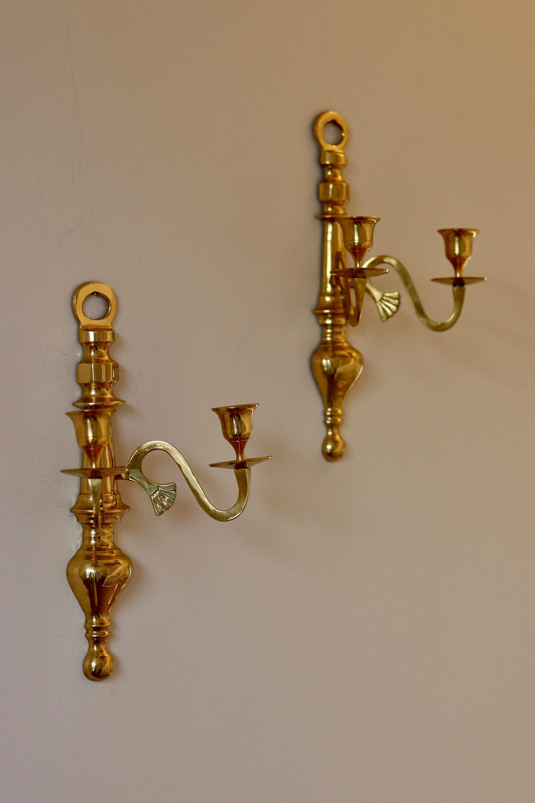Pair of Vintage Brass Sconces - Etsy | Etsy (US)