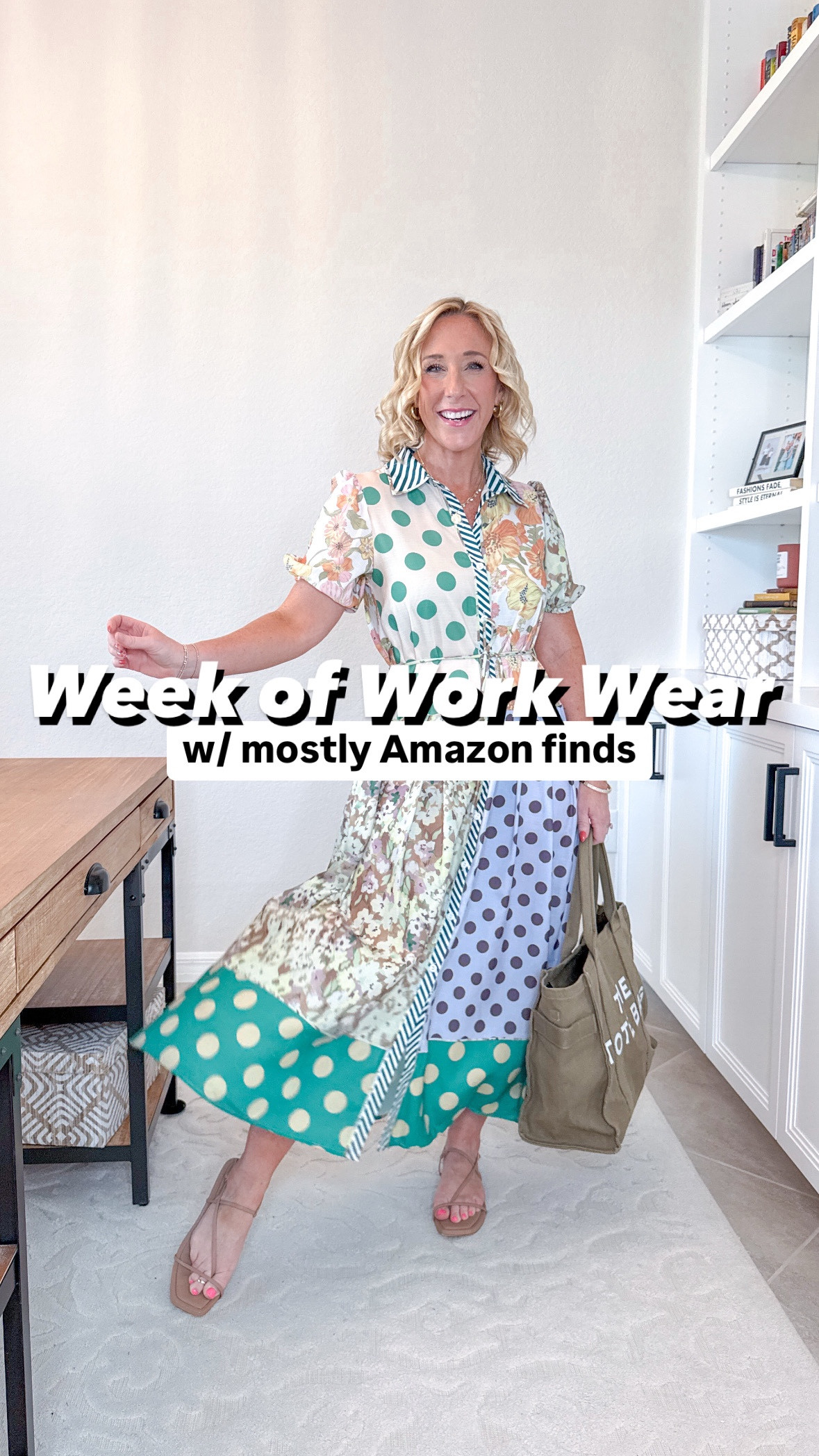 Week of Work Wear:
1. MONDAY: dress - size small // denim jacket - size small. 
2. TUESDAY: lady cardigan - size XS // navy trousers - size 2, and I hemmed them. 
3. WEDNESDAY: eyelet sleeveless maxi dress - size small // denim jacket - size small. 
4. THURSDAY: open knit short sleeve sweater - size small // cami - size small // yoga work pants - size small, 29” inseam. 
5. FRIDAY: maxi skirt - size small // floral t-shirt - size small // denim jacket - size small. 
• 2-piece set from the beginning - size medium  

* teacher outfit, teacher clothes, teacher style. 

#LTKWorkwear #LTKWatchNow #LTKSeasonal
