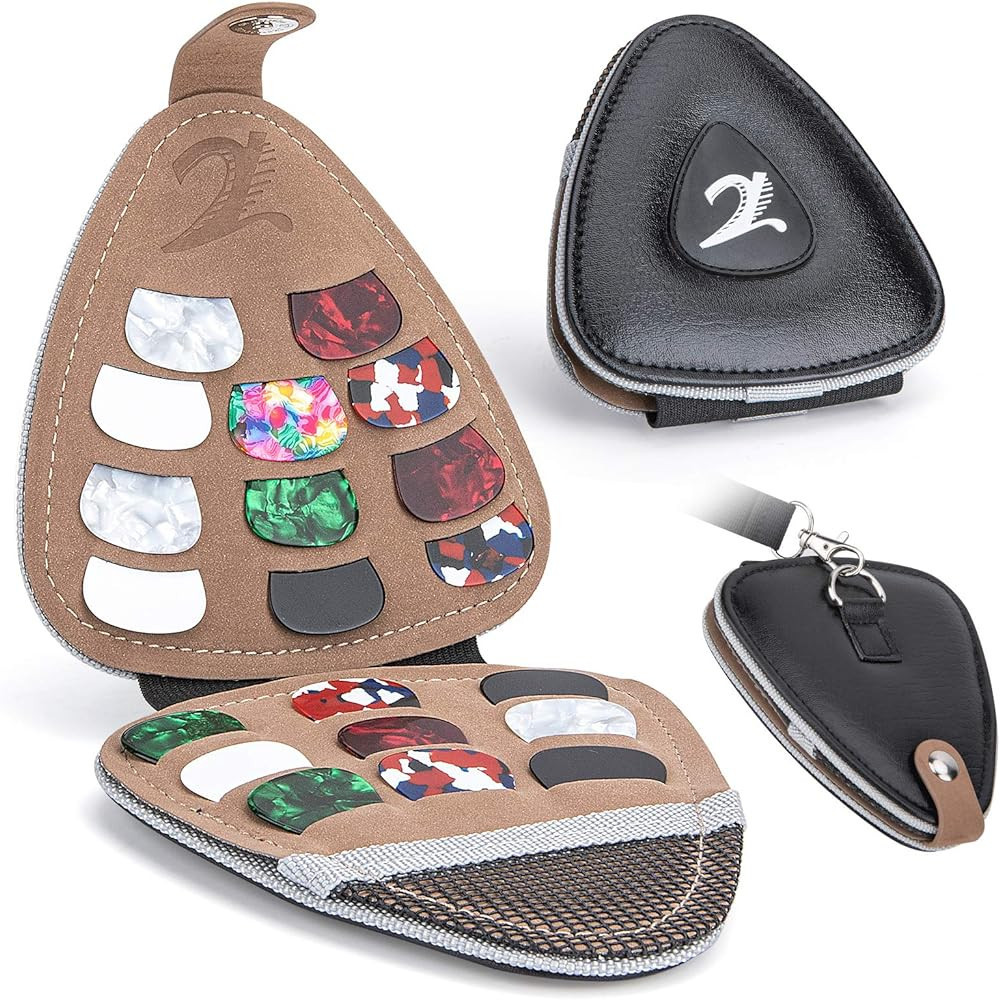 XTON Guitar Picks Holder for Acoustic Electric Guitar, Variety Pack Picks Storage Pouch Box, PU l... | Amazon (US)
