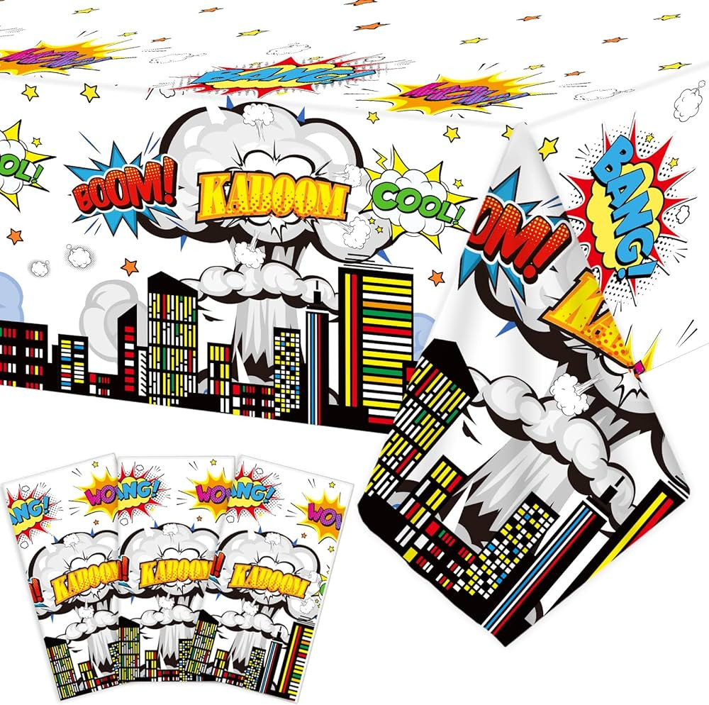 3 Super Theme Hero Tablecloths - Hero Themed Birthday Party Supplies - Plastic Table Cover - Fun ... | Amazon (US)
