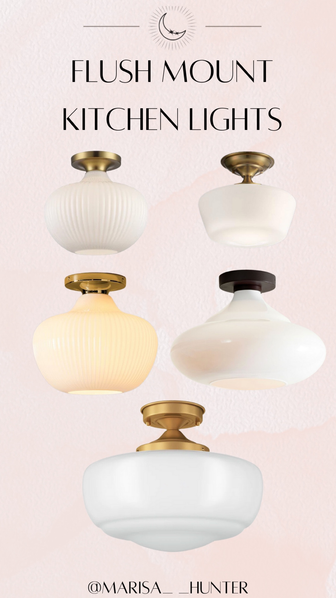 Flush Mount kitchen lights options2

Antique brass champagne gold kitchen light fixtures flush Mount semi flush Mount milk glass opal glass ripple glass 

#LTKxWayDay

#LTKhome