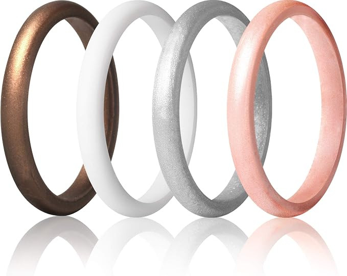 ThunderFit Women's Band Rings Thin and Stackable Silicone Rings Wedding Ring for Women, - 2.5mm W... | Amazon (US)