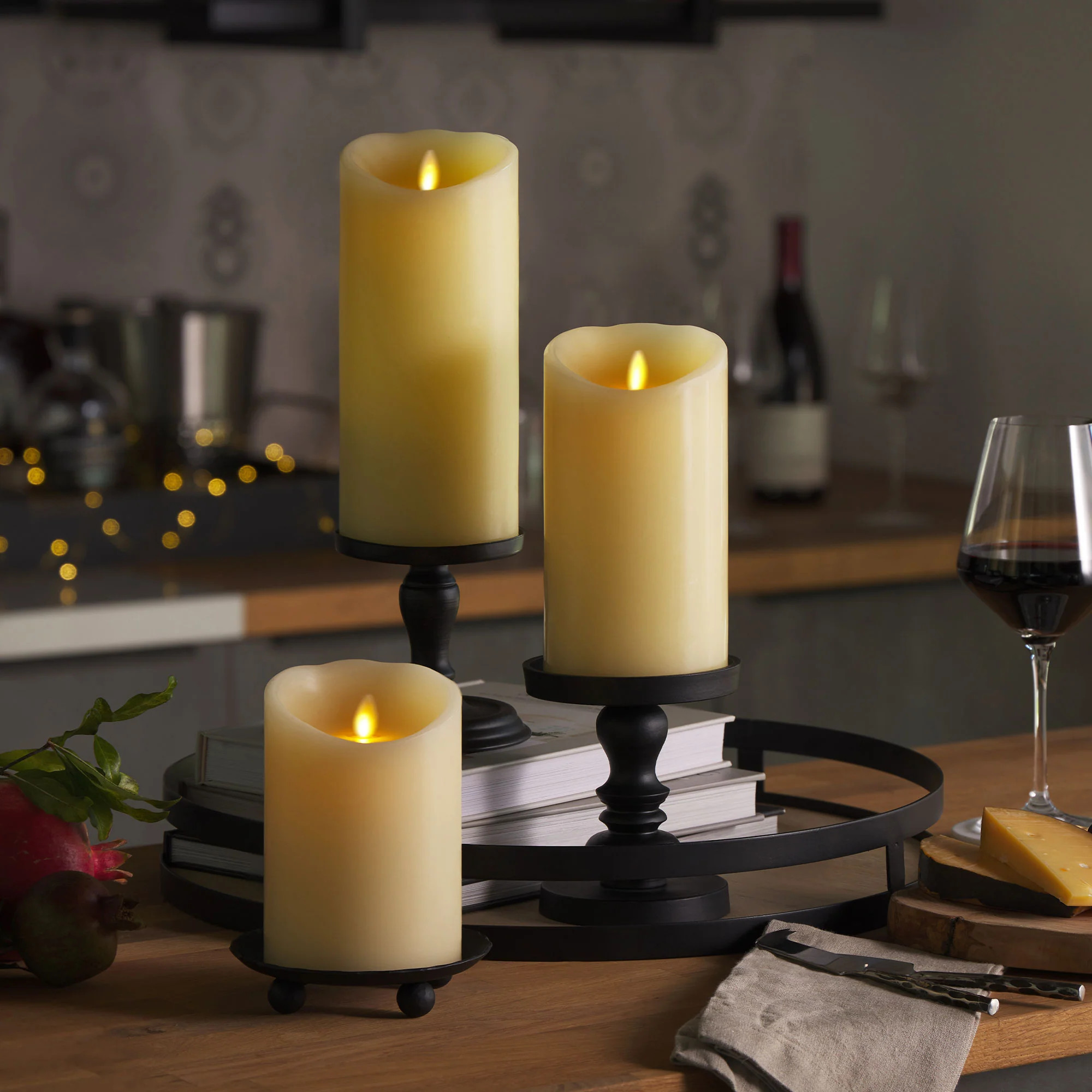 Ivory Flameless Candle Pillar -Scallop Top - 4" Width | Luminara