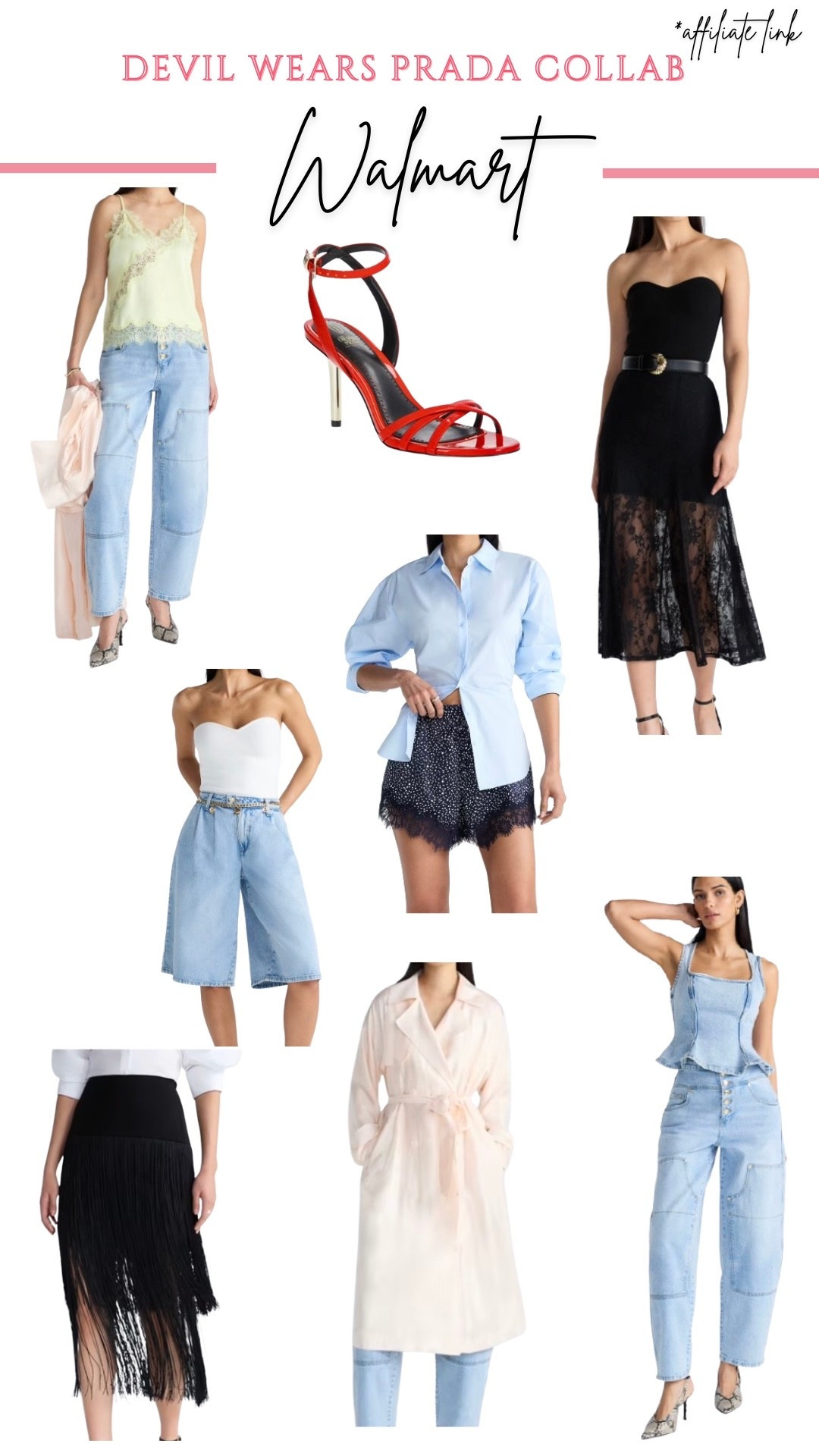 Walmart Devil Wears Prada collection! Lace skirt, denim shorts, strappy heels, trench coat

#LTKmomlife #LTKMidsize #LTKootd