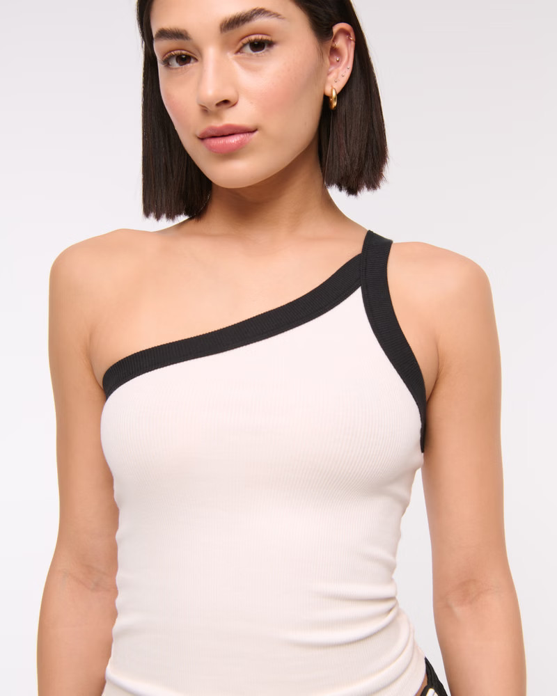 Women's One-Shoulder Rib Tank | Women's Tops | Abercrombie.com | Abercrombie & Fitch (US)
