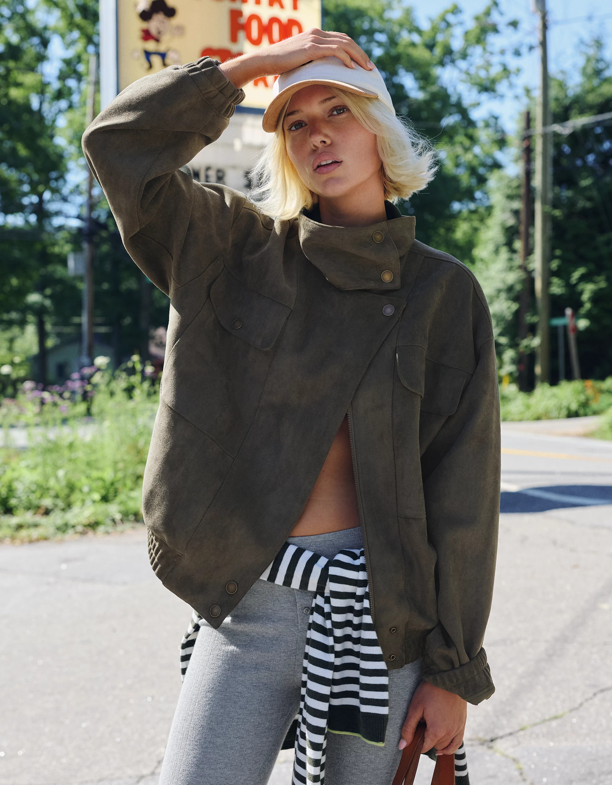 Aerie Faux Suede Bomber Jacket | Aerie