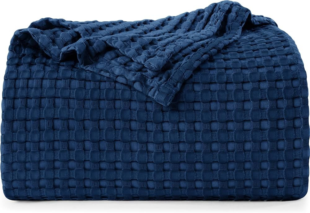 Utopia Bedding Cotton Waffle Blanket 300 GSM (Navy - 90x90 Inches) Soft Lightweight Breathable Be... | Amazon (US)