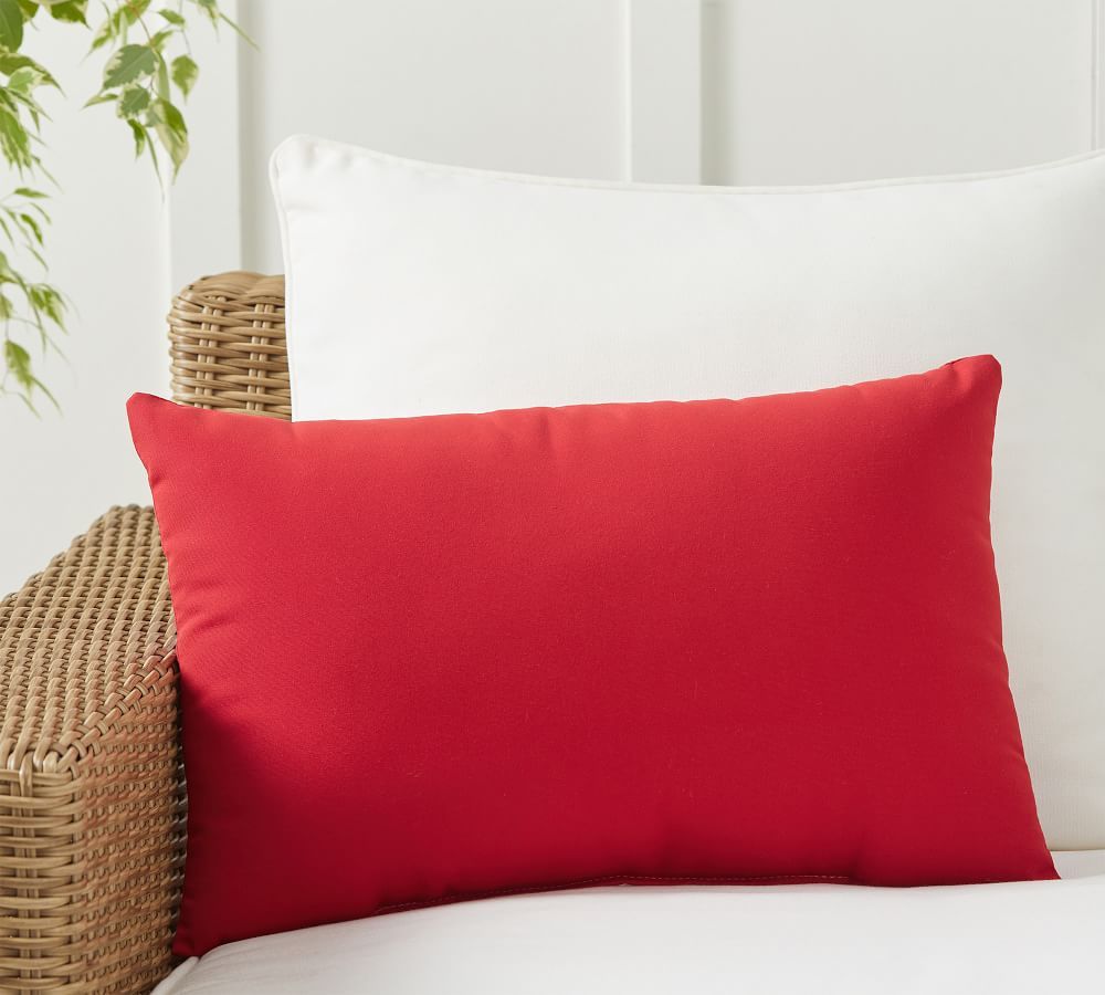 Sunbrella&amp;#0174; Solid Indoor/Outdoor Lumbar Pillow, 16 x 24&amp;quot;, Jockey Red | Pottery Barn (US)