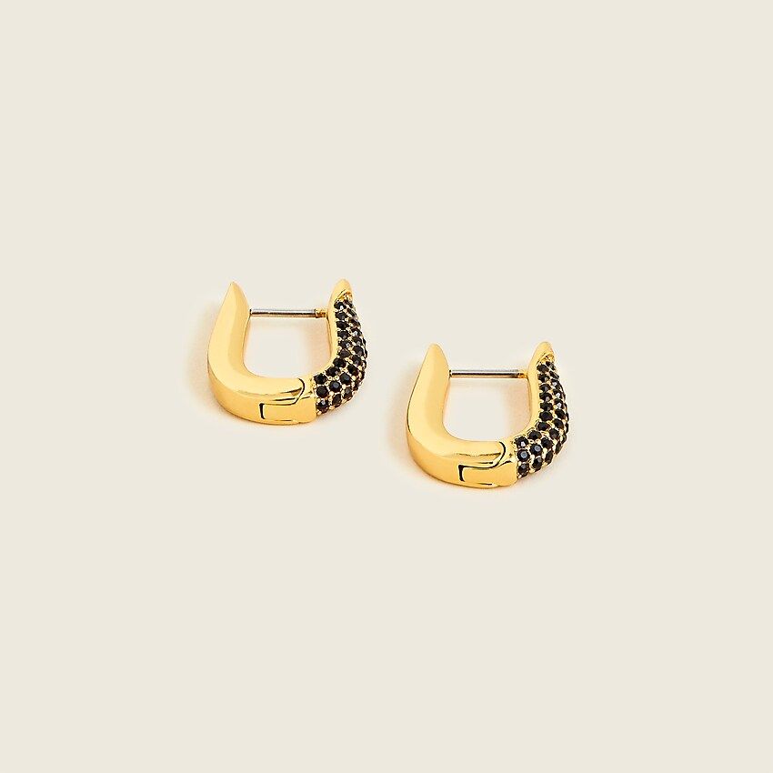 Oblong pavé hoop earrings | J.Crew US