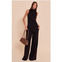 Black Tailored Wide Leg Trouser | PrettyLittleThing UK