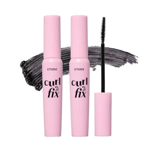 ETUDE Curl Fix Mascara Black 1+1 Set, Lash Mascara, Strong Curl Up, Long-Lasting, Waterproof, Light-Weight, Korean Makeup, Beauty, Vegan Certified (0.27 * 2 Fl Oz) | Amazon (US)