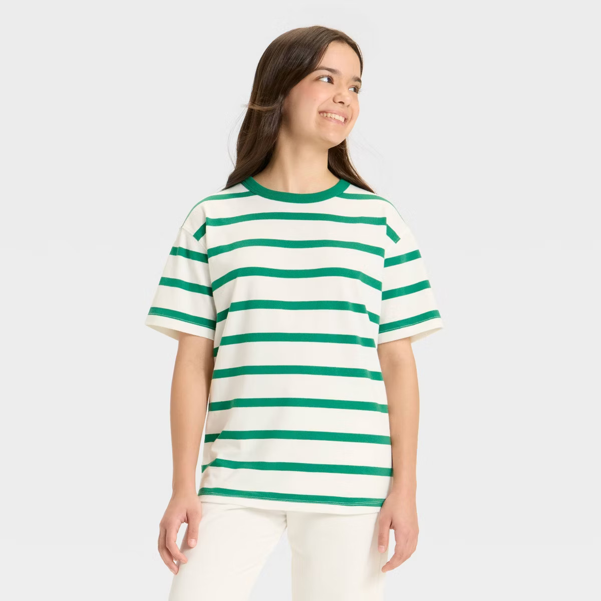 Girls' Oversized Short Sleeve Striped T-Shirt - art class™ | Target