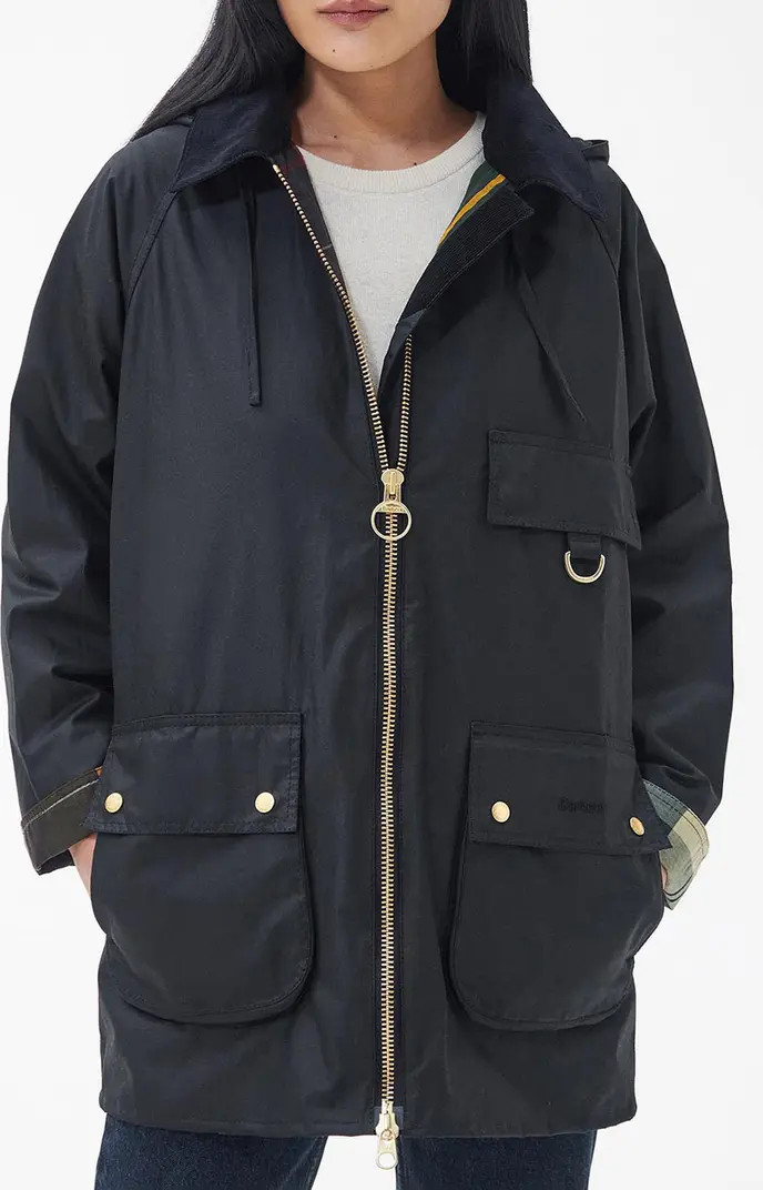 Barbour Highclere Corduroy Collar Water Resistant Waxed Cotton Jacket | Nordstrom | Nordstrom