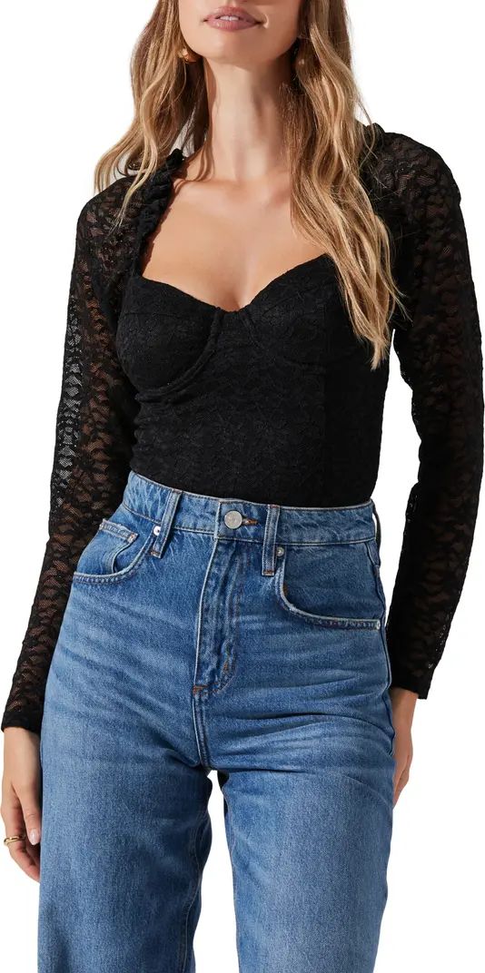 Long Sleeve Lace Bustier Top | Nordstrom