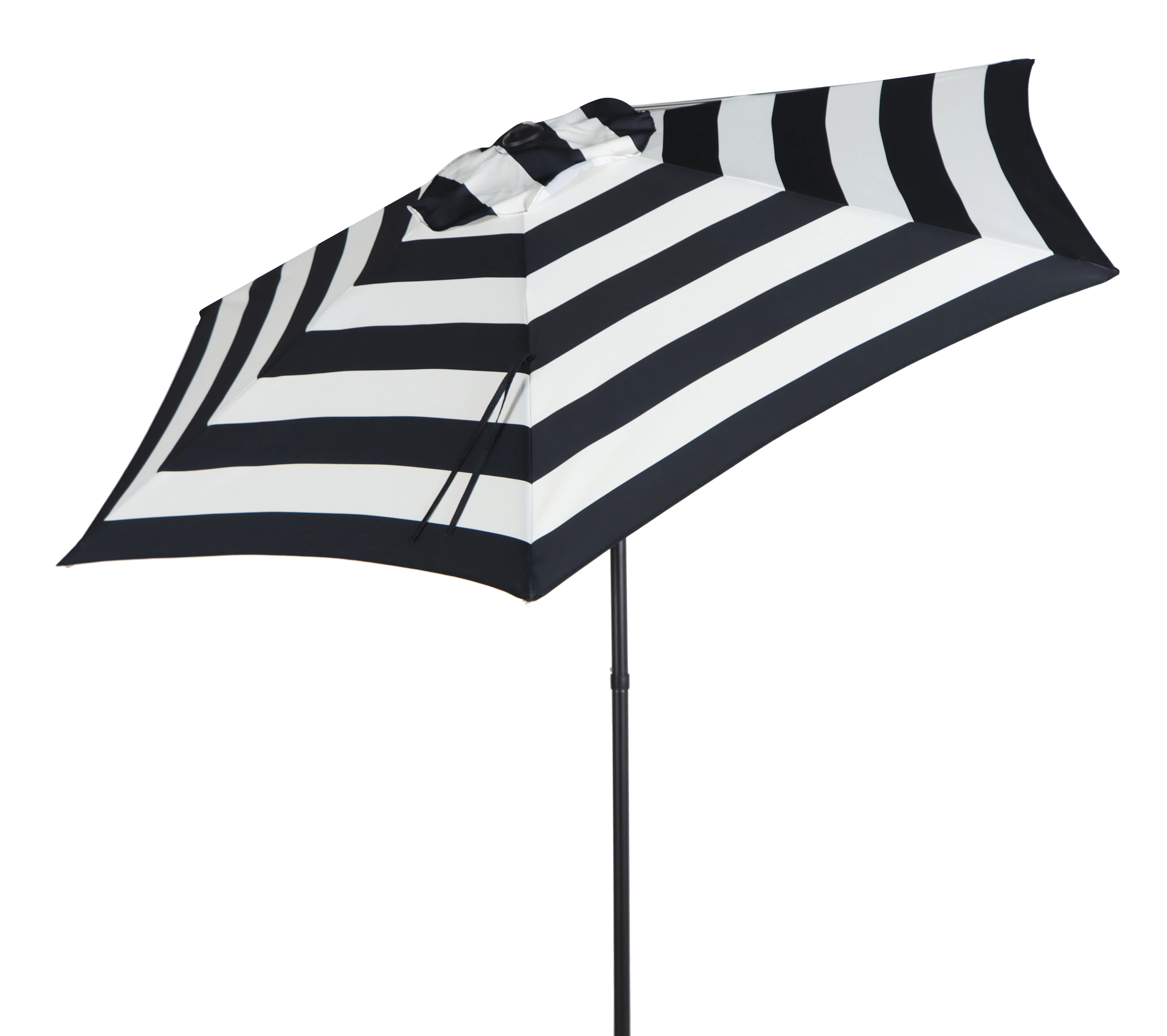 Mainstays 7.5' Round Market Push-up Patio Umbrella, Black & White Stripe | Walmart (US)