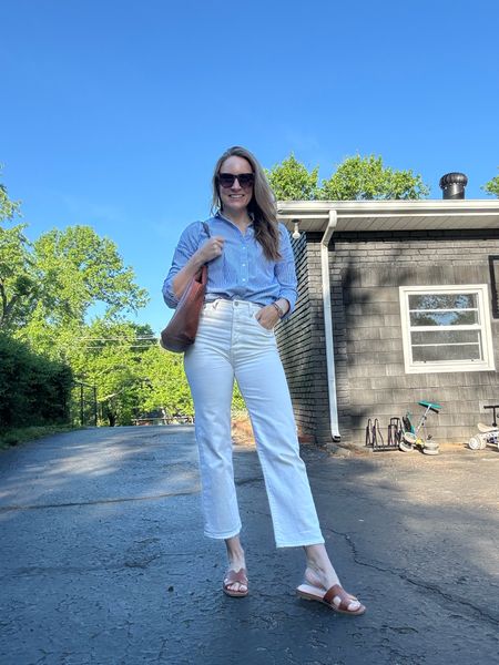 Ways to wear white denim! Loving my Levi’s ribcage in white. They are tts (wearing a 25) and lean more creamy than dead white. So many ways to wear for late spring and summer! 

Spring outfit ideas, white denim, summer outfits, spring capsule, summer capsule, outfits with white jeans, 