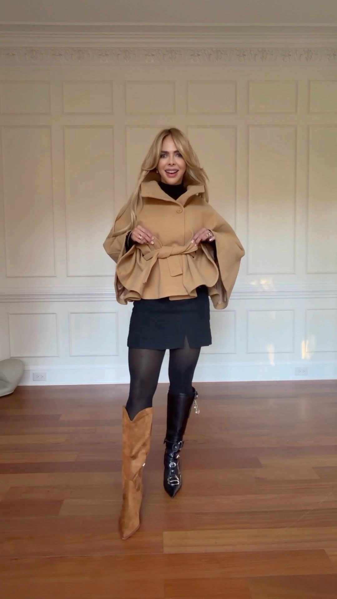 Elegant Fall Chic 🍂
This cape is everything — soft, structured, and so feminine! Perfect for cozy fall days and city walks.

Styling it with a mini skirt, tights, and knee-high boots for that timeless look. 🤎



#LTKCyberWeek #LTKStyleTip #LTKWorkwear