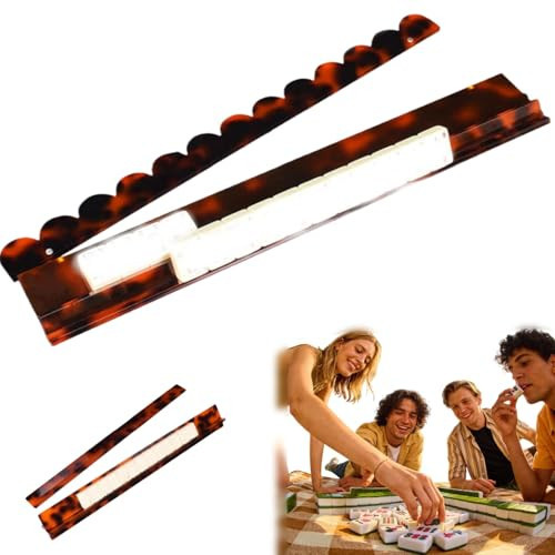 Tortoise Shell Acrylic Mahjong Rack Set with Fully Detachable Magnetic Pushers, 20 Inch Extended Length Mahjong Racks, Glossy Finish Mahjongs Pusher Set for Home Game Nights | Amazon (US)