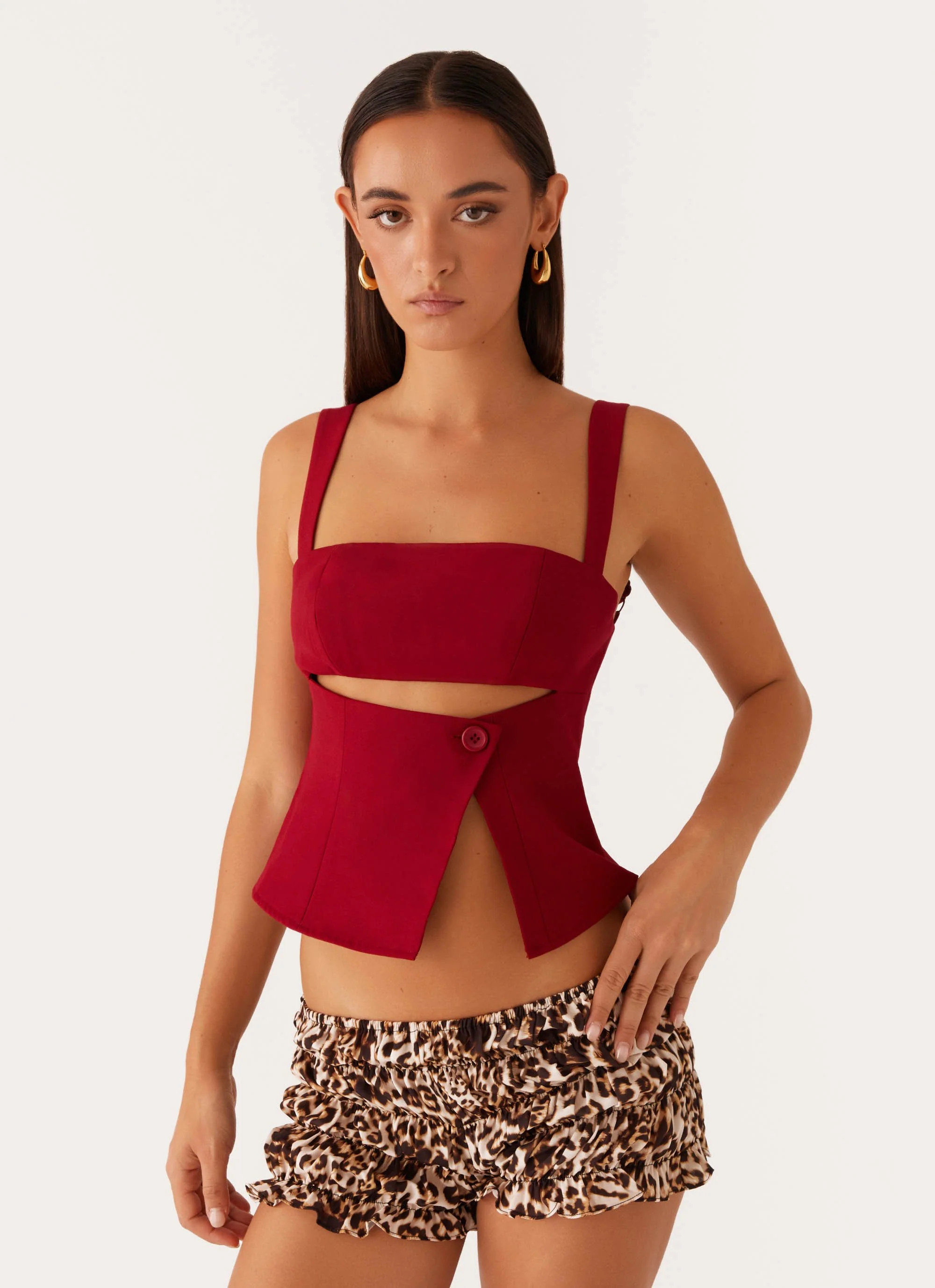 Pia Cut Out Top - Red | Peppermayo (Global)