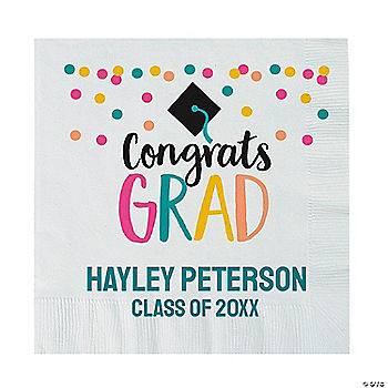 Bulk 50 Ct. Personalized Congrats Grad Girl Luncheon Napkins | Oriental Trading | Oriental Trading Company