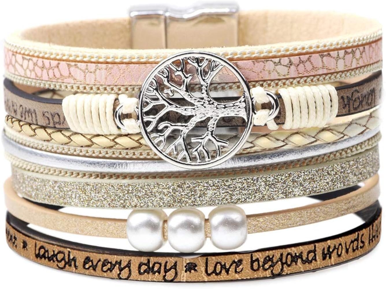 Inspirational Tree of Life Leather Bracelets for Women,Birthday Valentines Day Jewelry Gifts for ... | Amazon (US)