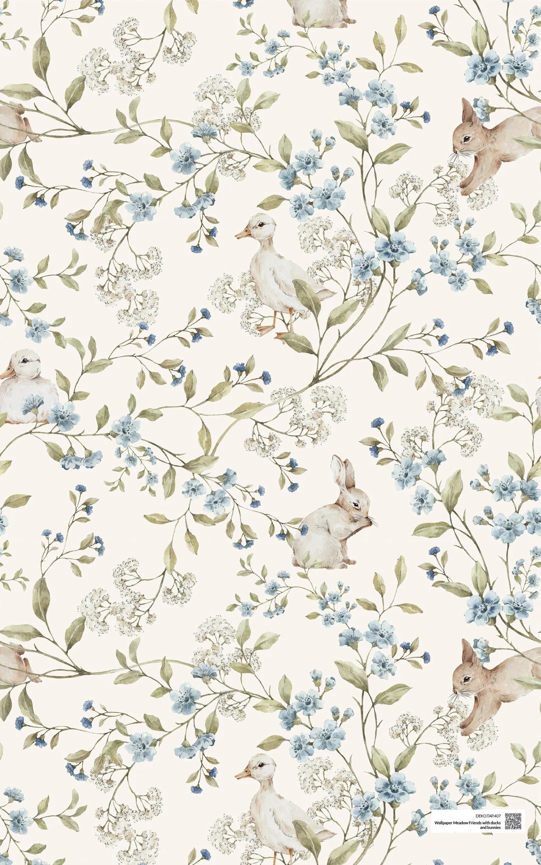 Meadow Friends With Ducks and Bunnies Wallpaper DEKORNIK, Delicate Baby Nursery Wallpaper - Etsy | Etsy (US)