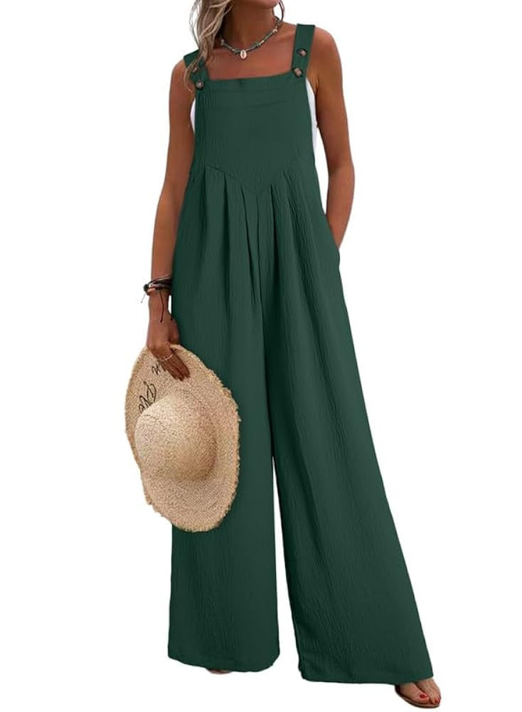 Dokotoo Women's Casual Loose Overalls Jumpsuits One Piece Sleeveless Wide Leg Long Pant Rompers W... | Amazon (US)