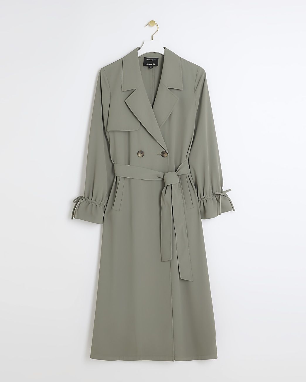 Khaki tie cuff belted duster coat | River Island (UK & IE)