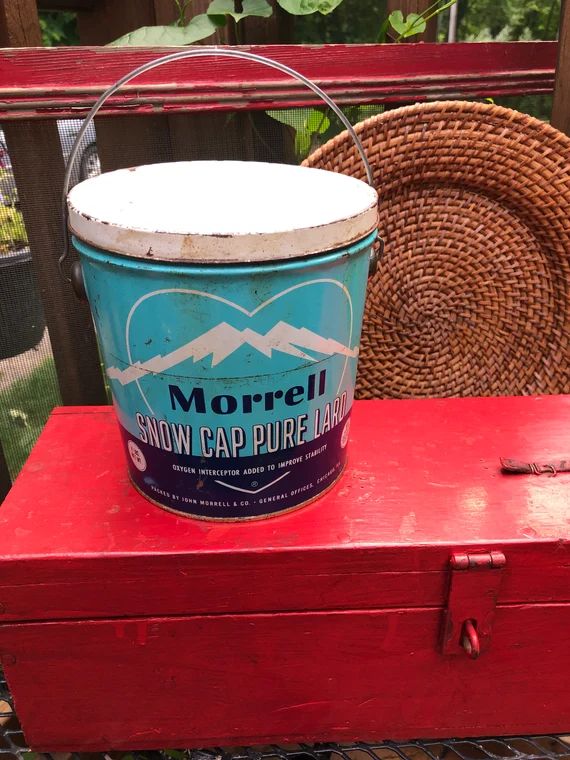 Vintage Morrell Pure Lard Tin Pail; Snow Cap Lard | Etsy (US)