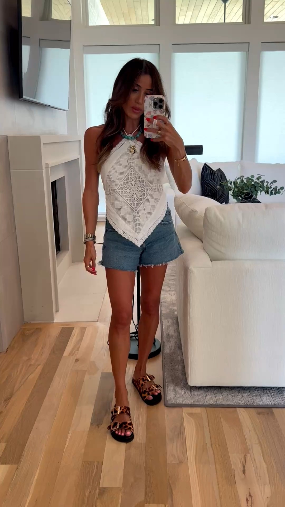 Summer outfit halter bandana top size xxs denim shorts size 23 on sale sandals super comfy

#LTKSaleAlert #LTKPetite