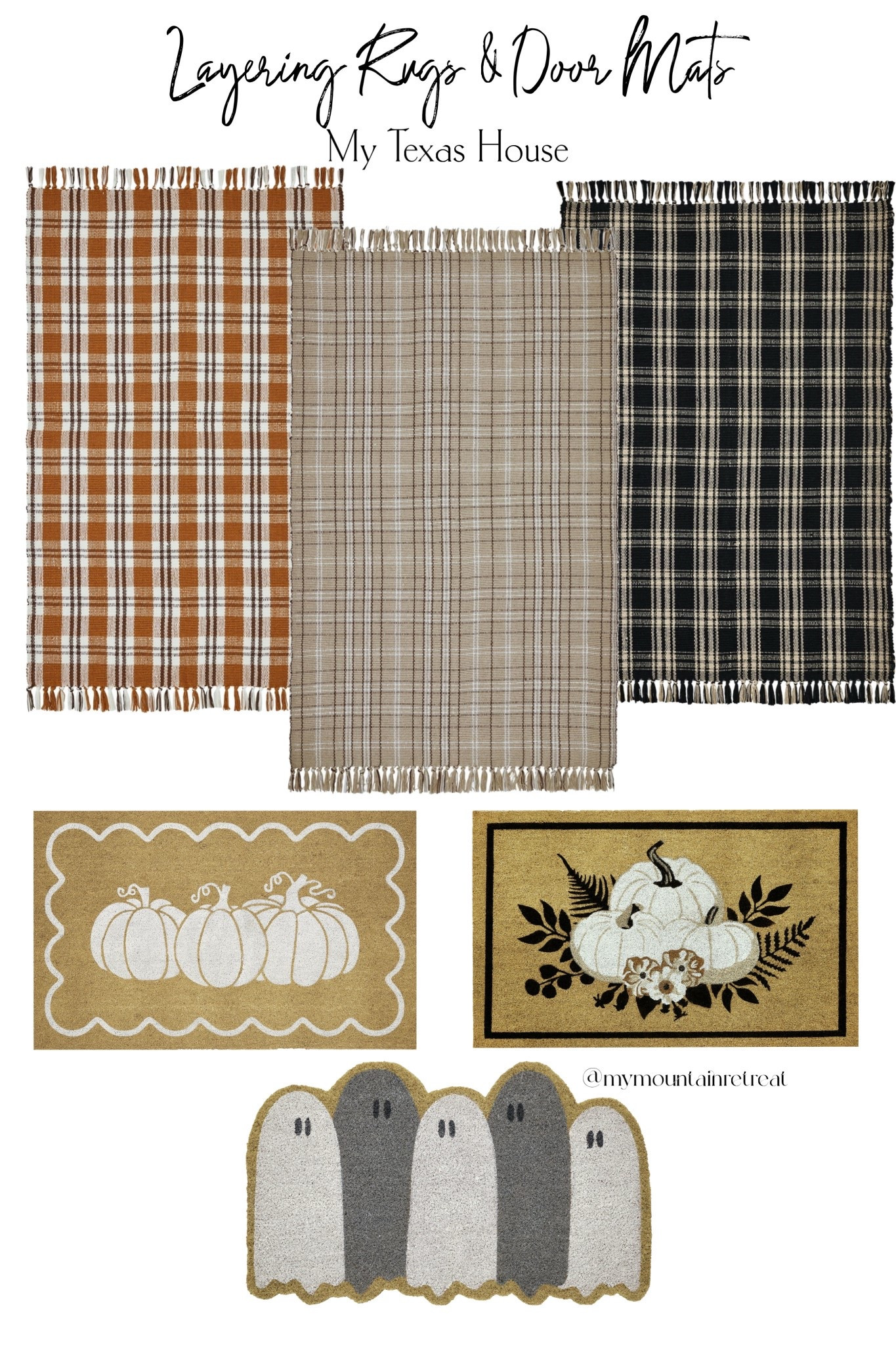 Layering rugs & door mats from My Texas House at Walmart! #falldecor #frontdoor #porchdecor #doormats #layeringrugs #halloween 

#LTKStyleTip #LTKSeasonal #LTKHome