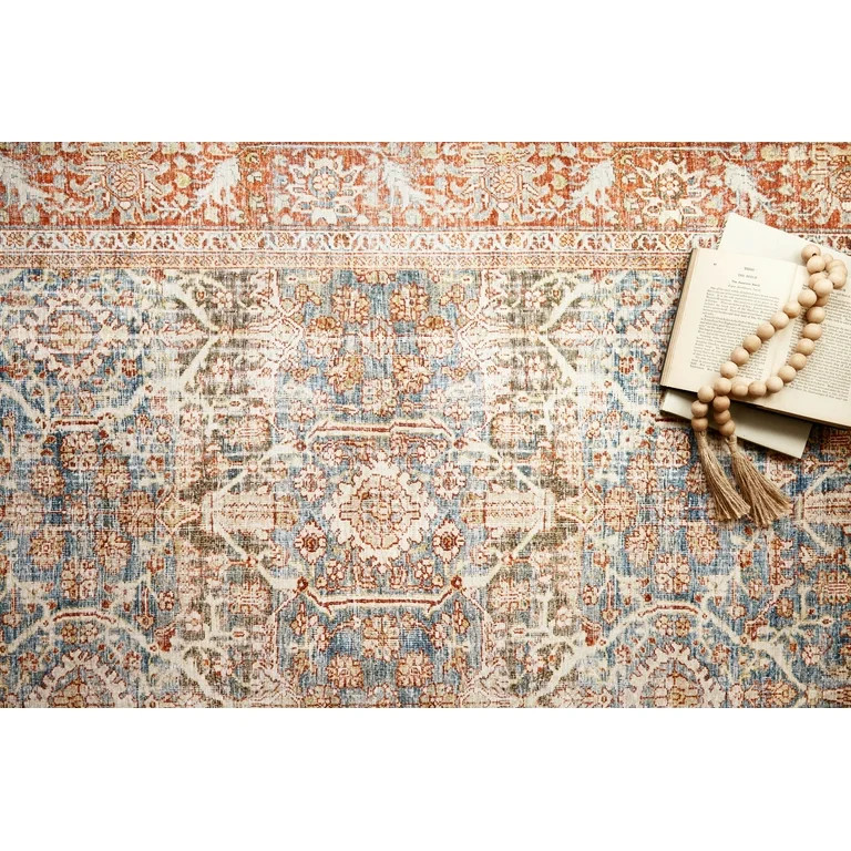 Loloi II Layla Printed Oriental Distressed Ocean / Rust Area Rug | Walmart (US)