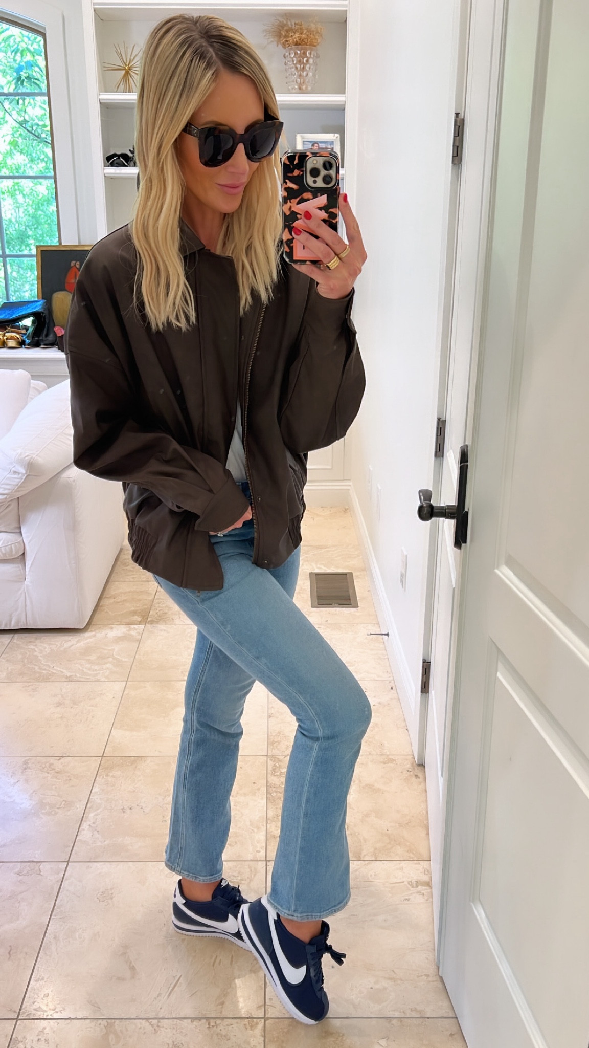 The perfect brown bomber 😍❤️
Navy sneakers 

#LTKStyleTip