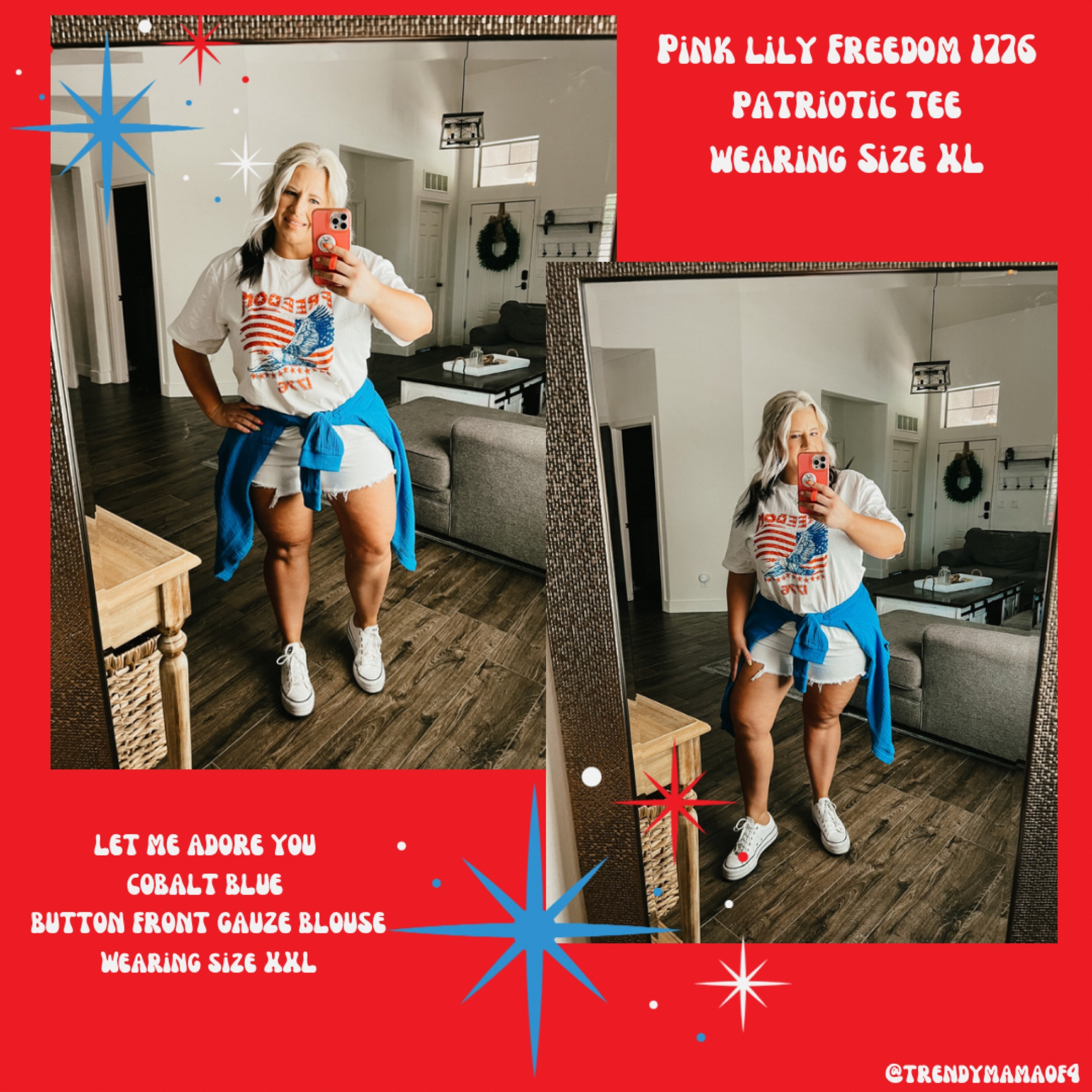 4th of July Outfit Inspiration
Pink Lily 
Use code: June20 for 20% off
#pinklily #patrioticoutfit #4thofjuly #plussize #americaneagle #whiteshorts 

#LTKcurves #LTKunder50 #LTKSeasonal