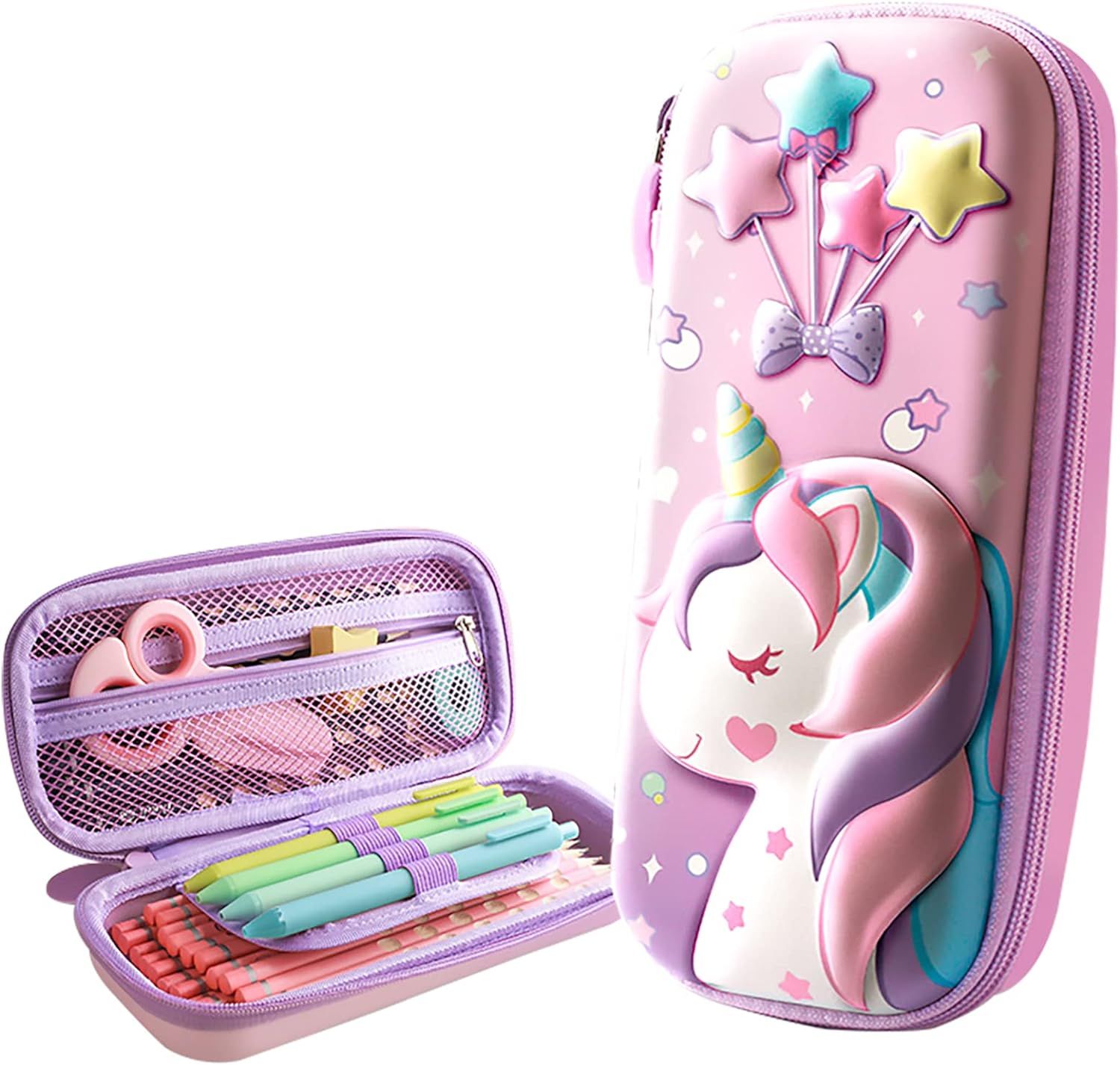 CozyModern Unicorn Pencil Case For Girls，3D EVA Large Capacity Pen Holder Cute Cartoon Pencil B... | Amazon (US)