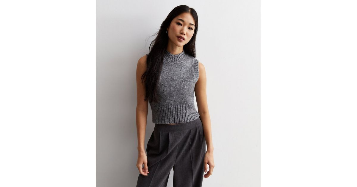 Grey Knit Crop Vest | New Look | New Look (UK)