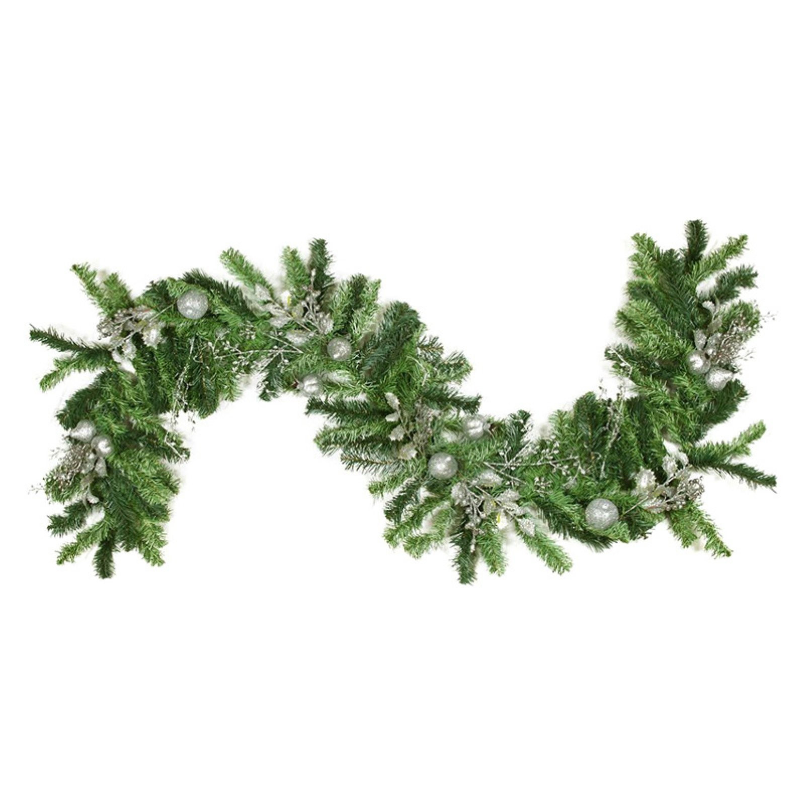 Christmas Central 6 ft. Silver Holly Berry Apple and Twig Unlit Garland | Hayneedle