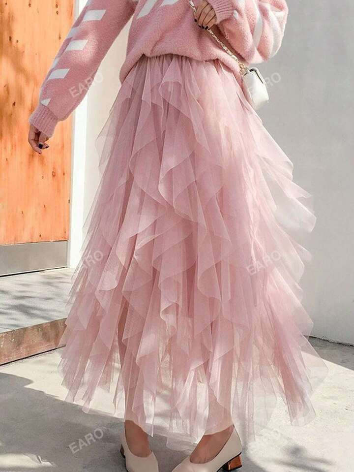 Lange tule rok voor dames, slanke pasvorm en flatterend | SHEIN