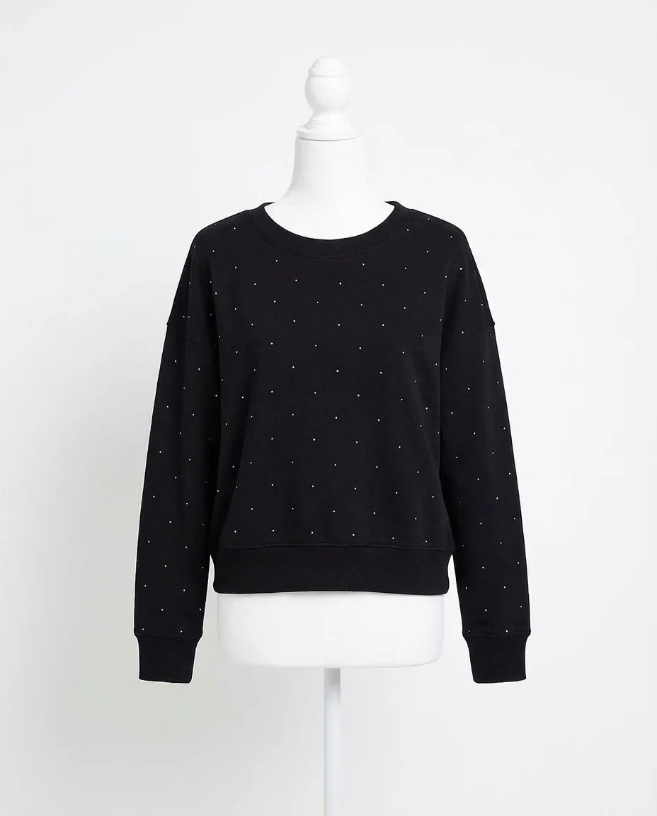 Sparkle Crew Neck Sweatshirt In Black | Shop Simon