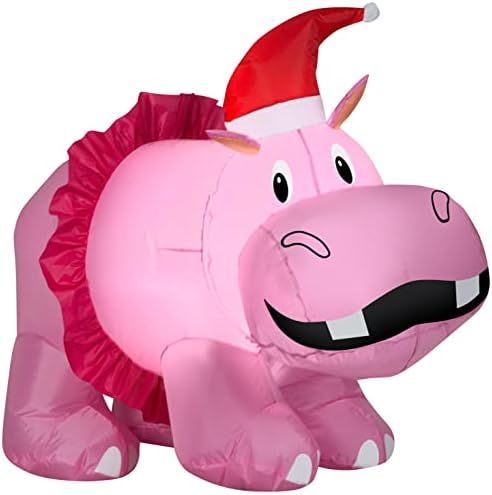 Gemmy Christmas Airblown Inflatable Hippo w/Pink Tutu, 2.5 ft Tall, Pink | Amazon (US)