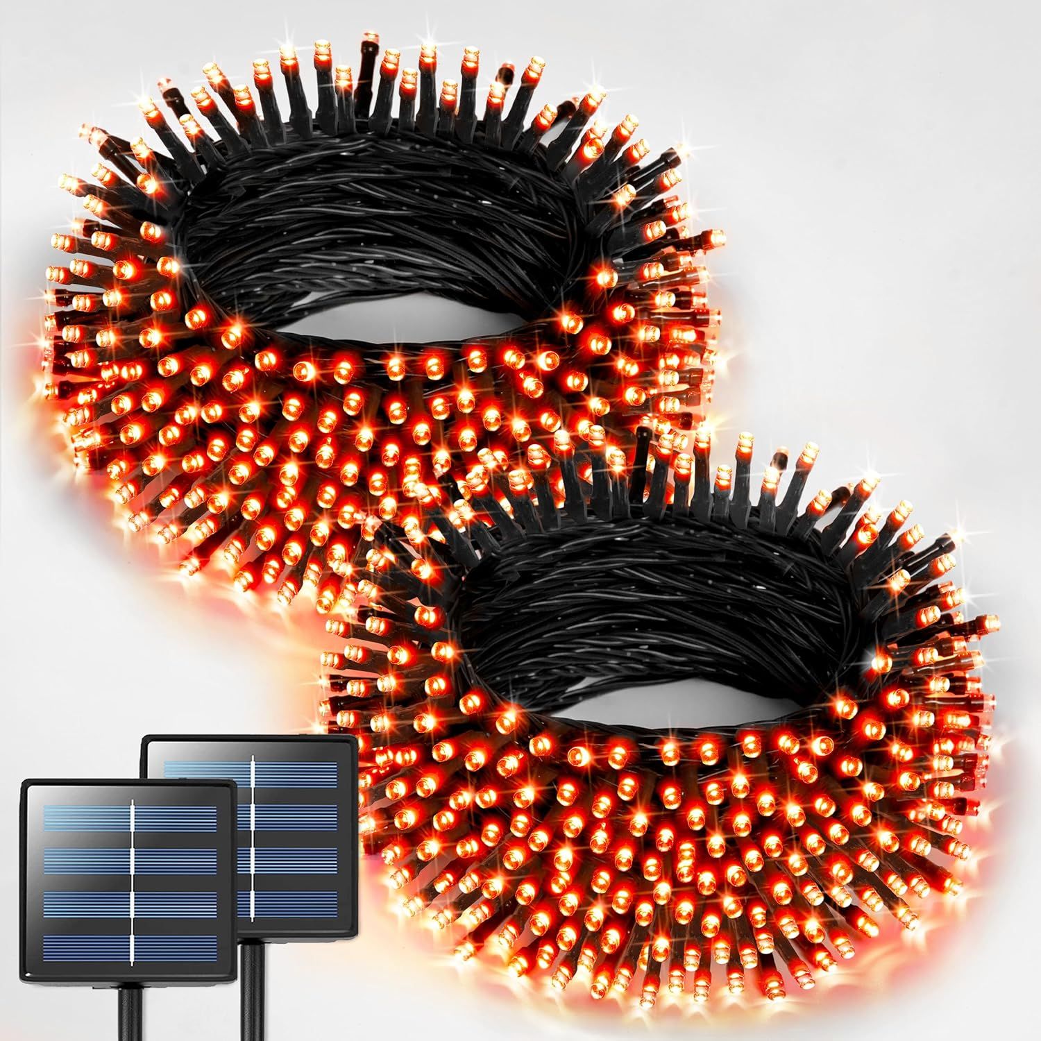 JMEXSUSS 2 Pack Orange Solar Halloween Lights, Total 400 LED 151FT Solar String Lights Outdoor Wa... | Amazon (US)